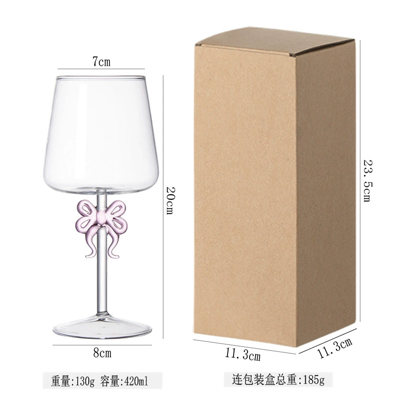 တီထွင်ဖန်တီးထားသော Bow ဖြင့်အလှဆင်ထားသော Stemmed Red Wine Glass