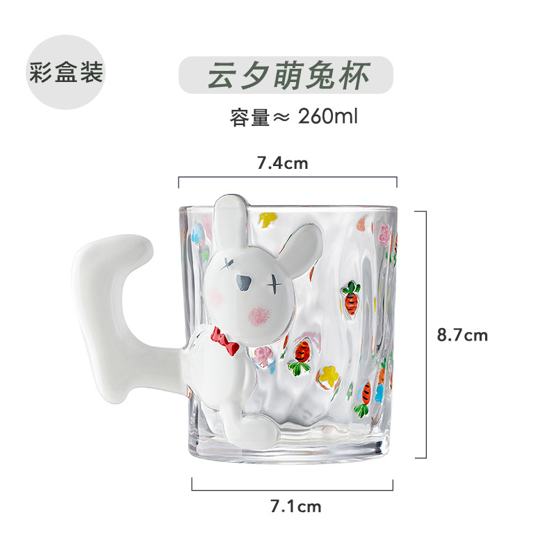 Cute Rabbit နှင့် Cute ကြောင်ကာတွန်းသည်မြင့်မားသောတန်ဖိုးရှိသောကြည်လင်ခွက်
